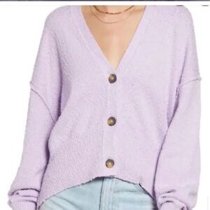 Joie balloon puff sleeve eyelash cardigan lavender purple